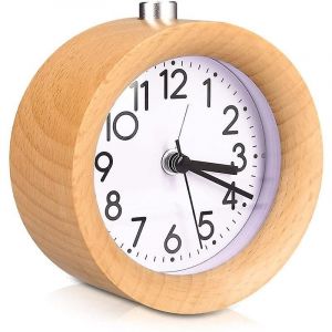 Réveil analogique en bois avec snooze - horloge rétro avec cadran lumineux - horloge de table en bois vintage silencieuse sans - Neuf