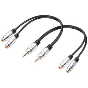 2PCS 3.5mm vers câble audio double RCA,Câble séparateur en Y 3,5mm femelle vers 2 RCA femelle audio adaptateur 1/8 à 2RCA AUX pour MP3/ordinateur portable 9.8in (Mâle à femelle) - Neuf