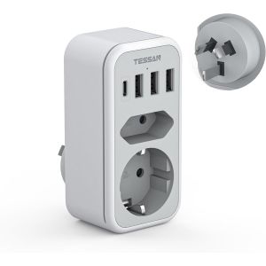 JGD-Adaptateur Prise Australie, Adaptateur Type I avec 1 USB C et 3 USB A, Prise France vers Australienne, Argentine, Chine - Neuf