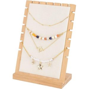 Jexnovashop-Pandahall Pr&eacute;sentoirs De Collier, 9 Fentes Porte-Bijoux En Bois Porte Collier Presentoir Bijoux Organisateur Avec Velours Rembourr&eacute; Pour &Eacute;t&eacute; Vente Au D&eacute;tail Collier Pendentifs Foires Salo - Neuf