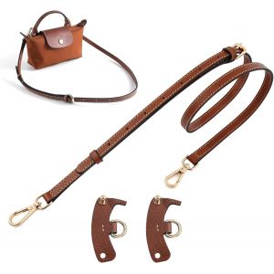 RFCBC-Bandouliere pour Sac Longchamp, Cuir Réglable Bandouliere pour Sac a Main, Anse pour Sac à Main, pour Sac Longchamp Femme Pliage Sangle Petit Sac, Pas Besoin de Poinçonnage (Marron) - Neuf