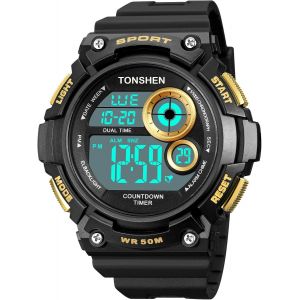 Homme &Eacute;lectronique Sport Digitale Montre Outdoor Militaire Led Alarme Chronom&egrave;tre Compte Rebours 50m Etanche Double Temps Plastique Montres Bracelet - Neuf