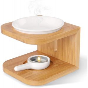 Lampe parfum&eacute;e en Bambou,Br&ucirc;leur &agrave; Huile Essentielle en C&eacute;ramique Bambou,Lampe parfum&eacute;e en c&eacute;ramique,Br&ucirc;leur &agrave; Huile pour Huile Essentielle,Lampe aromatique avec photophore - Neuf