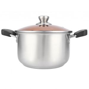 HJLIAN Petite marmite a soupe de 20 cm, casserole epaisse en acier inoxydable 304 avec couvercle en verre transparent, ustensiles de cuisine - Neuf