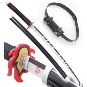 Demon Slayer Epee en Bois Tanjiro Katana Version 2 Kimetsu No Yaiba Sabre + Ceinturon Noir Porte Epee Ceinture D&eacute;coration - Neuf