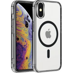 TRAHOO-Coque Magn&eacute;tique pour iPhone XS Max 6,5"",Compatible avec MagSafe Recharge sans Fil,Transparent Etui PC Dur + TPU Bumper Antichoc Anti-Rayures Protection Housse pour iPhone XS Max,Noir - Neuf
