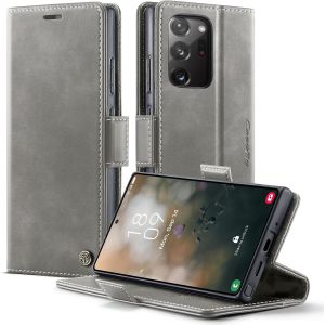 acdsgd-Coque Samsung Galaxy Note 20 Ultra 5G Housse Antichoc en Cuir PU Premium Fentes Cartes EtuiBlocage du Signal RFID Pochette de Portefeuille avec Fonction Support &agrave; Rabat Housse - Gris - Neuf