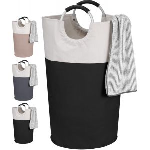 CHECARZHN--NO1-Panier A Linge Avec Poignées 95L, Pliable Bac À Linge Grande Capacité Panier De Lavage, Panier De Rangement Pour Le Stockage Des Bouteilles - Noir - Neuf