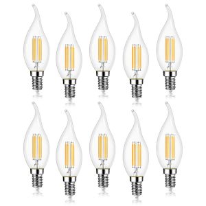 Kal-Lot De 10 4w Ampoule De Filament Led E14 470lm Flamme Bougie 2700k Blanc Chaud, Non-Dimmable, Angle De Faisceau 360° - Neuf