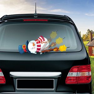 &Agrave; l'arri&egrave;re de pare-brise essuie-glace Autocollant de No&euml;l de Bonhomme de neige en Agitant pare-brise essuie-glace Dr&ocirc;le de No&euml;l Anim&eacute; en 3d Autocollant (Inclinaison de Bonhomme de neige) - Neuf