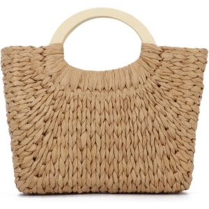 Sac de plage en paille pour femmes,Fourre-tout en paille tress&eacute;e,Sac de plage d'&eacute;t&eacute; pour les vacances &agrave; la plage - Neuf