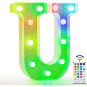 Lettres Lumineuses Color&eacute;es &Agrave; Del &Agrave; Paillettes - 18 Couleurs Changeantes - Cadeau Pour Filles Et Femmes - D&eacute;corations De F&ecirc;te D'anniversaire, Veilleuse &Agrave; Distance, No&euml;l, Saint-Valentin, D&eacute;coration De - Neuf