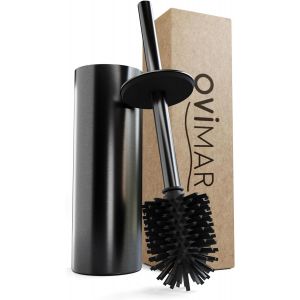Kal-Brosse De Toilettes Loftet Brosse En Silicone Gunmetal En Acier Inoxydable Avec Couvercle Autoportant Pour Salle De Bain Et Wc Invités Brosse De Toilettes Avec Tête De Brosse Interchangeable - Neuf