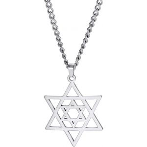 Kal-Collier Étoile De David Pour Femme En Acier Inoxydable Avec Pendentif Hexagonal Juif Classique Avec Pendentif Croix Isael Jewelry Amulette Religieus - Neuf