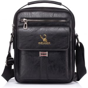 TIANYI-Sacoche Homme Sacs à Bandoulière Vintage Sacoche Bandoulière Cuir Petite Shoulder Bag Crossbody Business Cartable Besace Pochette Sacs à main pour Voyage, Randonnée et Travailler (Noir 3) - Neuf