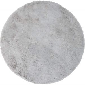 SJZG-Tapis Rond En Fourrure Synth&eacute;tique - Diam&egrave;tre : Env. 90 Cm - Aspect Peau D'Agneau - Tapis D&eacute;coratif - Gris - Neuf