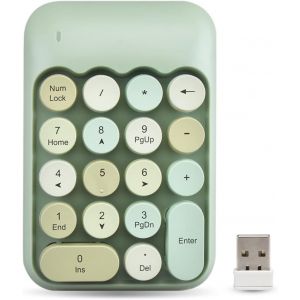 Pav&eacute; Num&eacute;rique M&eacute;canique, Pav&eacute; Num&eacute;rique Sans Fil 2.4G &Agrave; 18 Touches, Clavier Num&eacute;rique R&eacute;tro Mignon De Couleur M&eacute;lang&eacute;e, Pour Pc, Ordinateur Portable, Ordinateur Portable, Etc.(Vert) - Neuf