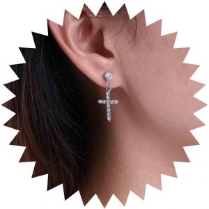 Kal-Boucles D'oreilles Croix En Cristal Vintage Boucles D'oreilles Croix Pav&eacute;e Cz Boucles D'oreilles Croix En Strass Boucles D'oreilles Crucifix Boucles D'oreilles Croix En Argent Bijoux Pour - Neuf