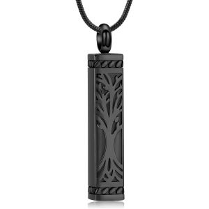 Trahoo-Cylindre Bijoux Crémation Arbre De Vie Urne Cendres Collier Pour Les Femmes Hommes Flacon Crémation Cendres Pendentif Bien-Aimé Bijoux Mémorial - Neuf