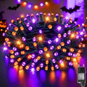 Jgd-Guirlande Lumineuse D'halloween - 30 M - 300 Led - Orange Et Violet - Avec Fonction M&eacute;moire Et Minuterie - 8 Modes D'&eacute;clairage - &Eacute;tanche - Pour L'int&eacute;rieur Et L'ext&eacute;rieur - D&eacute;coration - Neuf