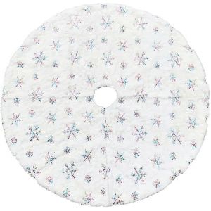 Jupe de sapin de No&euml;l, tapis de sol brod&eacute; de flocons de neige pour salon, d&eacute;coration de sapin de No&euml;l, ornements de No&euml;l, d&eacute;coration de No&euml;l - Neuf