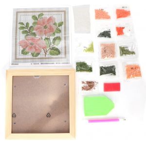 Peinture Diamant Carree Pouvant Etre Encadree (Rose Sauvage) - Neuf