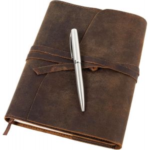 Chenquansarl-Carnet De Notes Rechargeable, Carnet De Voyage Décriture En Cuir Avec Couverture Et Stylo, Journal Intime Cuir A5 En Papier Ligné Relié, Journal Intime Vintage Pour Écrire De La Poésie - Neuf
