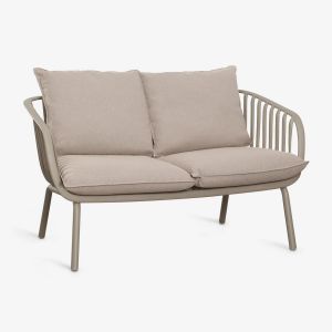 Canap&eacute; De Jardin 2 Places En Acier Et Polypropyl&egrave;ne Aradina Moka Brown - Neuf