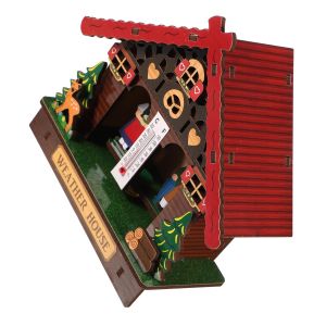 SUBZONAL-Maison M&eacute;t&eacute;o Murale Multifonction avec Barom&egrave;tre Analogique Thermom&egrave;tre D&iquest;Int&eacute;rieur et Hygrom&egrave;tre Bo&icirc;tier en Bois Affichage Temp&eacute;rature et Humidit&eacute; Instrument de Surveillance - Neuf