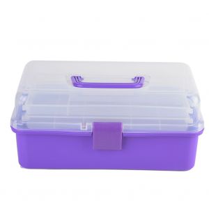 Boite de rangement translucide a trois couches, conteneur organisateur multifonction (violet translucide) - Neuf