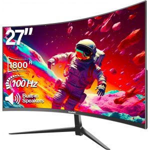 lbgwp60-Écran Pc 27 Pouces Full Hd (1920X1080), 100Hz, 1Ms, 1800R Eye Care Et Freesync, Supporte Vesa - L'Écran Pc Idéal! Hdmi, Vga, Protection Oculaire, Inclinable, Vesa 75X75, Noir - Neuf
