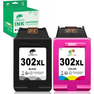 302XL Remanufactured Ink Cartridges for HP 302 XL Deskjet 3630 3633 3634 3636 3639 1110 2130 Envy 4520 4521 4522 4523 4524 4527 OfficeJet 3830 38 31 38 33 4650 4656 Printer - Neuf