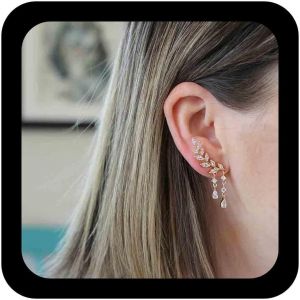 Kal-Boucles D'oreilles Boh&egrave;me Pav&eacute; De Feuilles Clous D'oreilles En Or Boucles D'oreilles En Cristal Feuille Grimpante Boucles D'oreilles En Cristal Boucles D'oreilles Pendantes Boucles Bijoux - Neuf