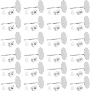 Kal-Lot De 300 Boucles D'oreilles En Acier Inoxydable 304 Avec Tige Plate De 0,7 Mm Avec &Eacute;crous Auriculaires Pour La Fabrication De Bijoux Hypoallerg&eacute;niques En M&eacute;tal Couleur Acier Inoxydable - Neuf