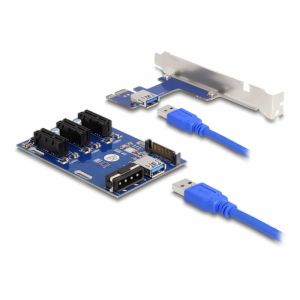 DeLOCK Carte d'adaptation PCI Express x1 &agrave; 3 x PCIe x1, avec c&acirc;ble USB de 50 cm - Neuf