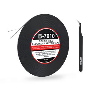 CAUC-Ruban Adh&eacute;sif Double-Face 2mm, 50m - Noir Ruban de Montage avec Adh&eacute;sif Acrylique Puissant pour la R&eacute;paration d`&Eacute;crans LCD, T&eacute;l&eacute;phone, Tablette, Ordinateur Portable - Pince &agrave; &Eacute;piler Incluse - Neuf