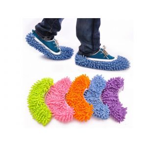Pantoufles balai &agrave; poussi&egrave;re lavables en microfibre chenille pour le nettoyage des sols - Neuf