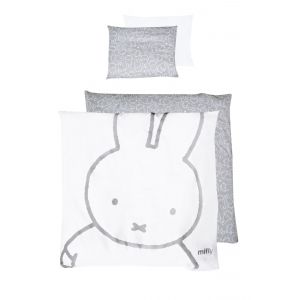 Literie De Berceau "Miffy&reg;" 2 Pcs. Couette 80x80 Cm Et Taies D'oreiller 40 X 35 Cm, R&eacute;versible, 100 % Coton - Neuf