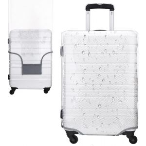 KALANKA-30 Pouce Grande Housse Valise, Housse Protection Valise Transparente en PVC, Protection Valise de Voyage &Eacute;paisse et Imperm&eacute;able avec Sangles Velcro, Compatible avec la Plupart des Sacs - Neuf