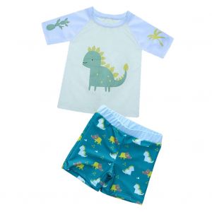 Maillot De Bain Deux Pieces A Manches Courtes Et Protection Solaire Pour Garcon (110) - Neuf