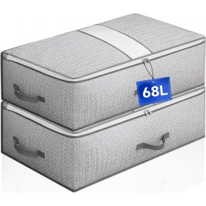 Kalanka-Sacs De Rangement Vetement, Lot De 2 Boite Rangement Sous Lit Pliable En Non-Tissé Housse De Rangement Couette Grande Capacité Avec Poignée Renforcée Pour Vêtements Couettes - Neuf