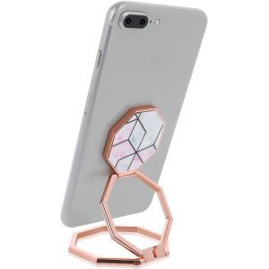 MDY-Anneau de support pour téléphone portable, rotation à 360 ° en métal, support pliable pour téléphone portable, compatible avec la plupart des smartphones (marbre rose rouge) - Neuf
