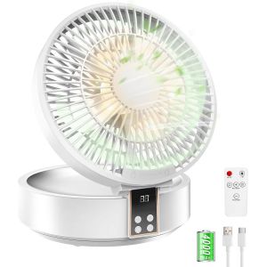 Ventilateur Silencieux Ultra Puissant, Ventilateur De Table Portable, Ventilateur De Bureau Usb Rechargeable, 4000Mah Batterie 120°Rotative Table Fan Avec Led, Télécommande, Minute[VEN750011] - Neuf