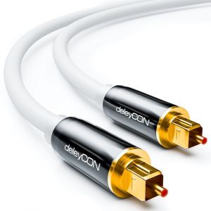 1m Câble Audio Digital Optique S/PDIF 2x Prises Toslink Câble Fibre Optique Prises Métalliques 5mm Flexible-Blanc - Neuf