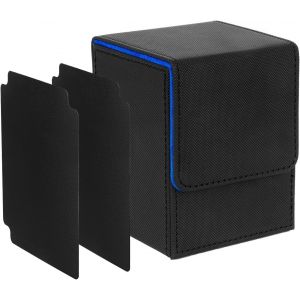 Mdy-Boîte De Rangement Carte Magic,Deck Box Compatible Avec Mtg Cartes,Jusqu'à 100+ Tcg Cartes,Boite Carte Mit Deux Intercalaires Carte,Compatible Avec Cartes Tcg Commander Ptcg,Noir Bleu - Neuf