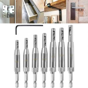 Les Bits d'Auto-Centrage Clic Changement de Charnière de Porte Foret Ensemble, 5/64, 7/64, 9/64, 11/65, 5mm, 13/64, 1/4 - Neuf