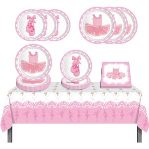 Letnerny-Vaisselle Anniversaire Ballerine, Rose Party Vaisselle, Ballerine F&ecirc;te D'anniversaire, Assiettes Serviettes Nappe, Ballerine Vaisselle De F&ecirc;te, Ballerine Decoration Anniversaire Fille,8invit - Neuf