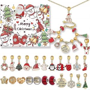 Calendrier de l'Avent compte &agrave; rebours de No&euml;l avec collier bracelet bricolage &agrave; la mode - Neuf