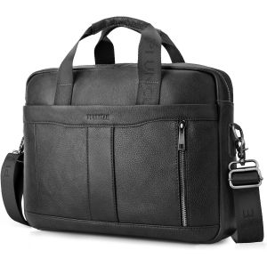 Sacoche Homme Pour Ordinateur 15.6 Pouces Sac Cuir Cartable Cadeau Porte Document V&eacute;ritable R&eacute;tro Mallette De Voyage Travail - Neuf