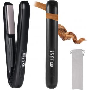 Lisseur Cheveux Sans Fil Mini Avec &Eacute;cran Lcd, Verrou De S&eacute;curit&eacute; Et Temp&eacute;rature R&eacute;glable 140&deg;C-200&deg;C, Chauffage Rapide En 30s, Rechargeable Usb Type-C, Id&eacute;al Pour Cheveux Courts Et Voyages - Neuf